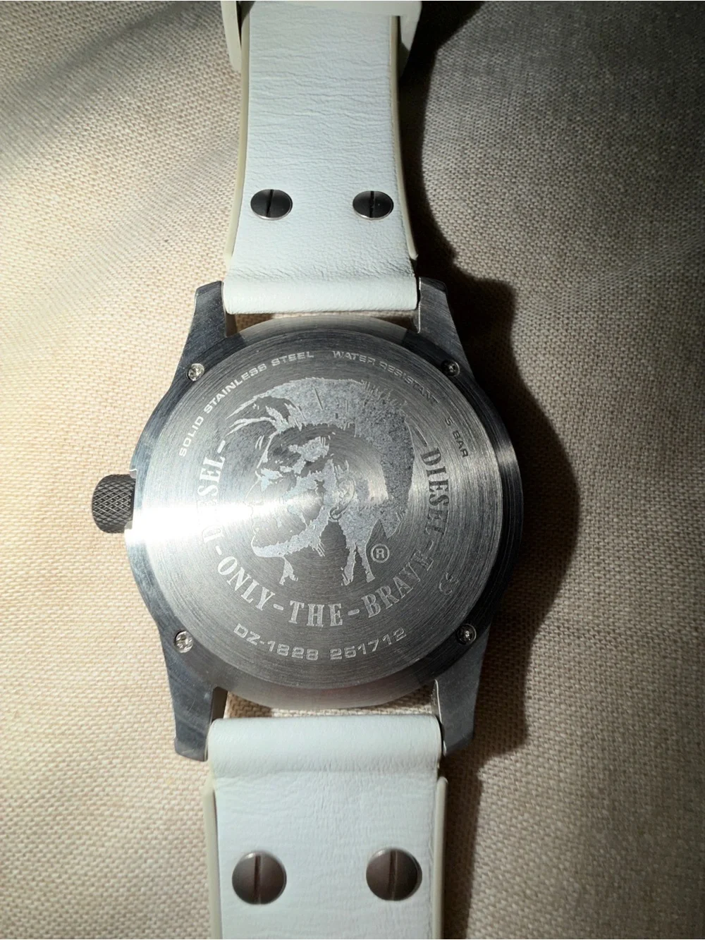 Diesel White and Black Men's Analog Watch with Green Accents
